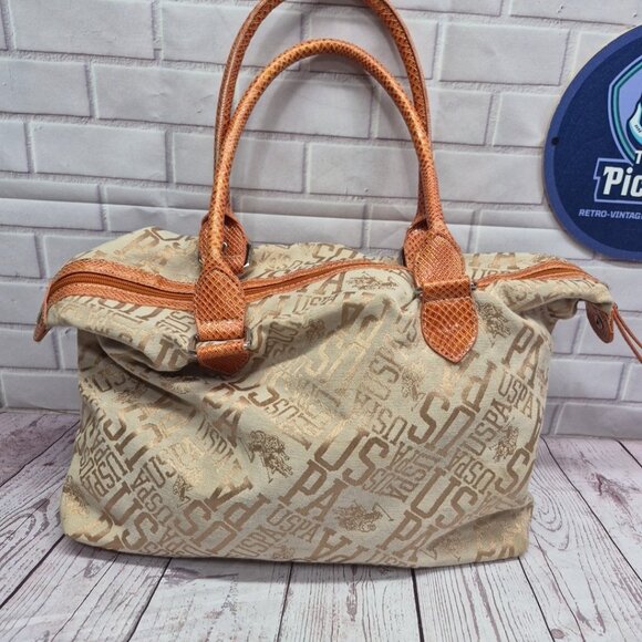 US Polo Assn Horse Medallion All Over Logo Graphics Large Handbag Purse - Picture 3 of 8